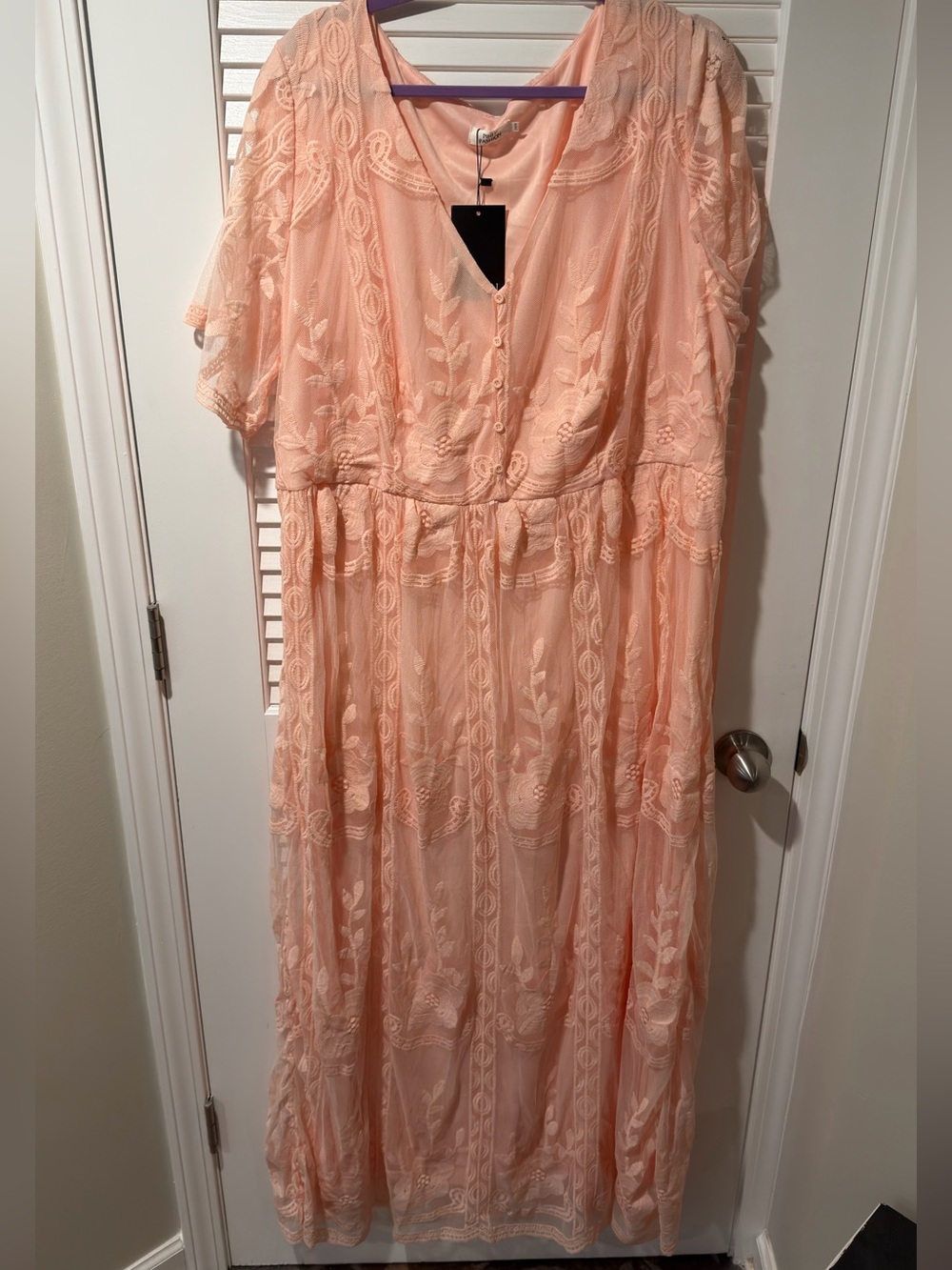 Pink Lace Floral Maxi Dress